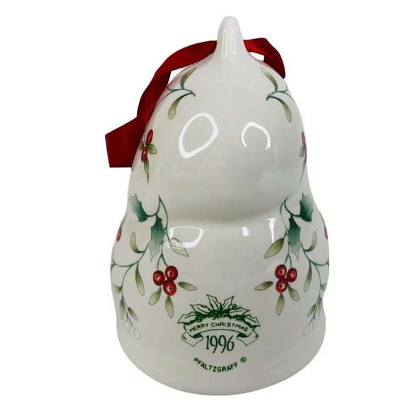1996 Pfaltzgraff Winterberry Santa Claus Christmas Bell Ornament No Clapper VTG - Picture 2 of 5